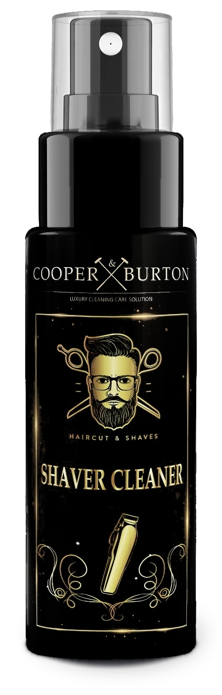 Shaver Cleaner, schwarze Sprühflasche mit Goldetikett