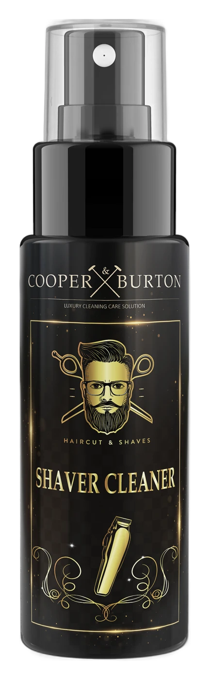 Shaver Cleaner, schwarze Sprühflasche mit Goldetikett